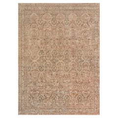 Doris Leslie Blau Antique Tabriz Allover Floral Warm Tan Rug - c. 1900