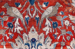 Alfombra antigua de seda de Tabriz con motivos por toda la superficie, de color marfil, de Doris Leslie Blau - h. 1880