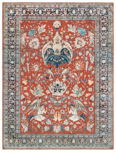 Doris Leslie Blau Antique Tabriz Allover Ivory Silk Carpet - c. 1880