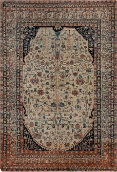 Doris Leslie Blau Antique Tabriz Allover Light Beige Carpet - c. 1880