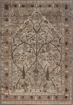 Doris Leslie Blau Antique Tabriz Allover Light Beige Carpet - c. 1900