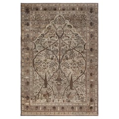 Doris Leslie Blau Tappeto antico Tabriz a trifoglio beige chiaro - C.C. 1900