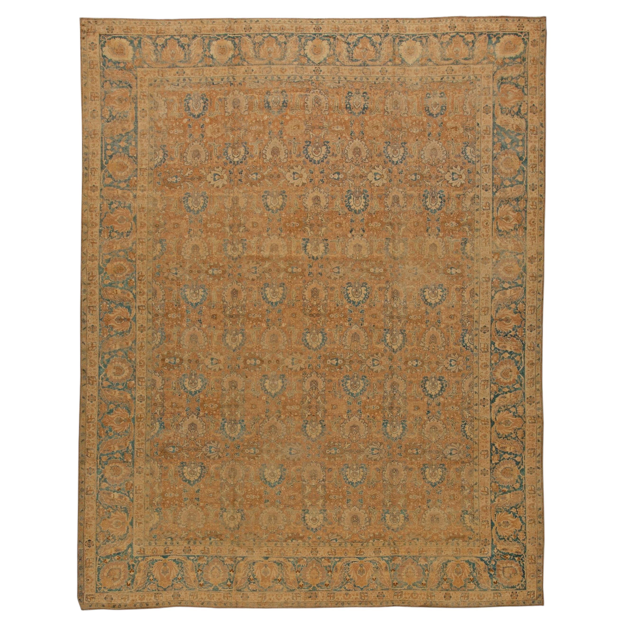 Doris Leslie Blau Antique Tabriz Allover Pale Sand Hand-Knotted Rug - c. 1900