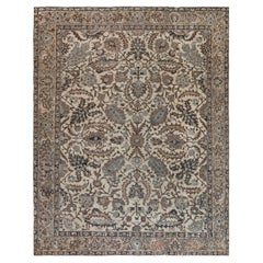 Doris Leslie Blau Antique Tabriz Allover Soft Beige Carpet - c. 1900