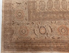 Doris Leslie Blau Antique Tabriz Allover Warm Tan Hand-Knotted Carpet - c. 1900