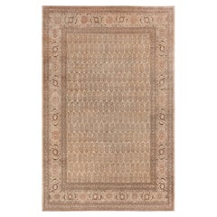 Doris Leslie Blau Antique Tabriz Allover Warm Tan Hand-Knotted Carpet - c. 1900
