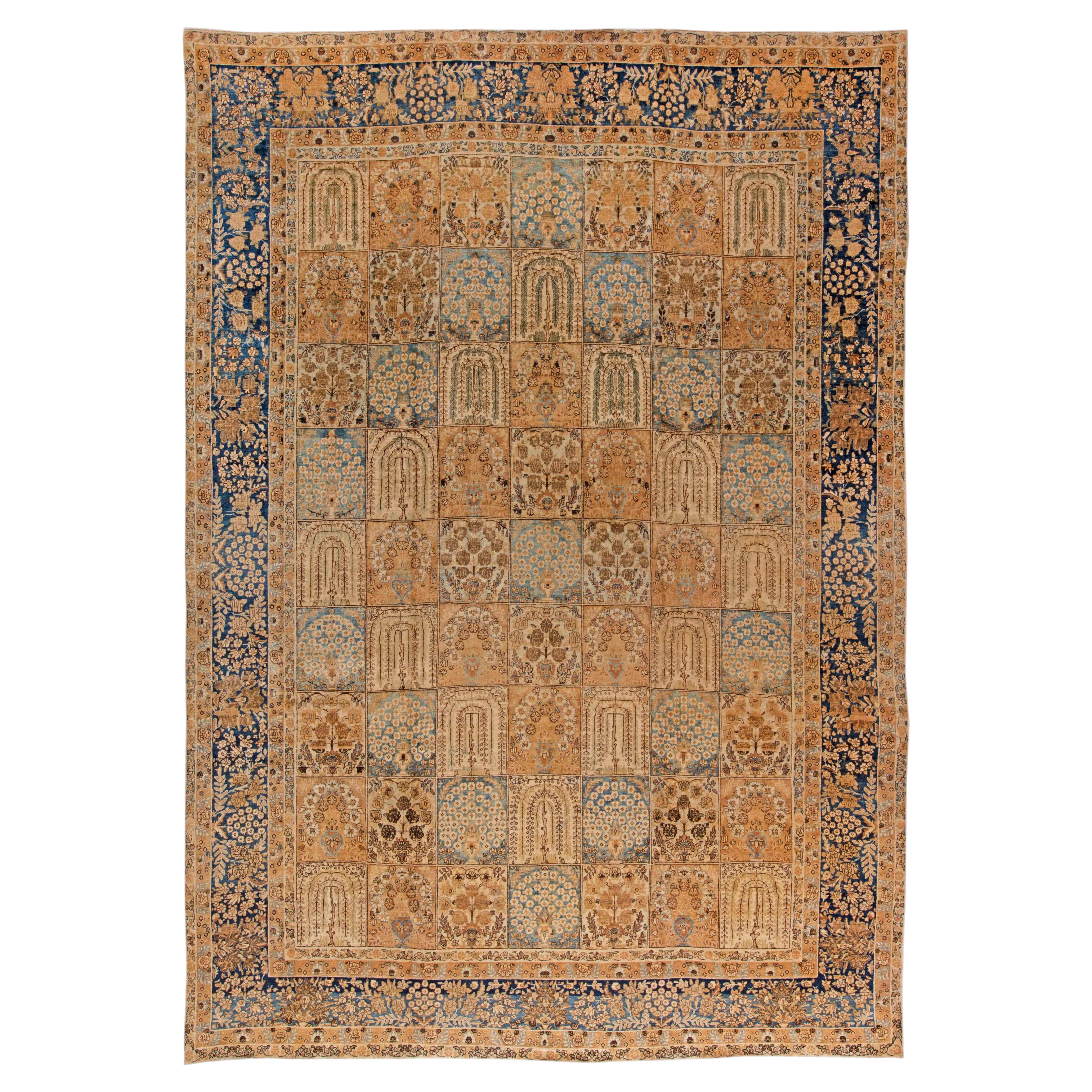 Doris Leslie Blau Antique Tabriz Allover Warm Tan Hand-Knotted Rug - c. 1880