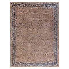 Doris Leslie Blau Antique Tabriz Allover Warm Tan Hand-Knotted Rug - c. 1900