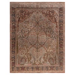 Doris Leslie Blau Alfombra antigua Tabriz anudada a mano de color tostado cálido - c. 1920