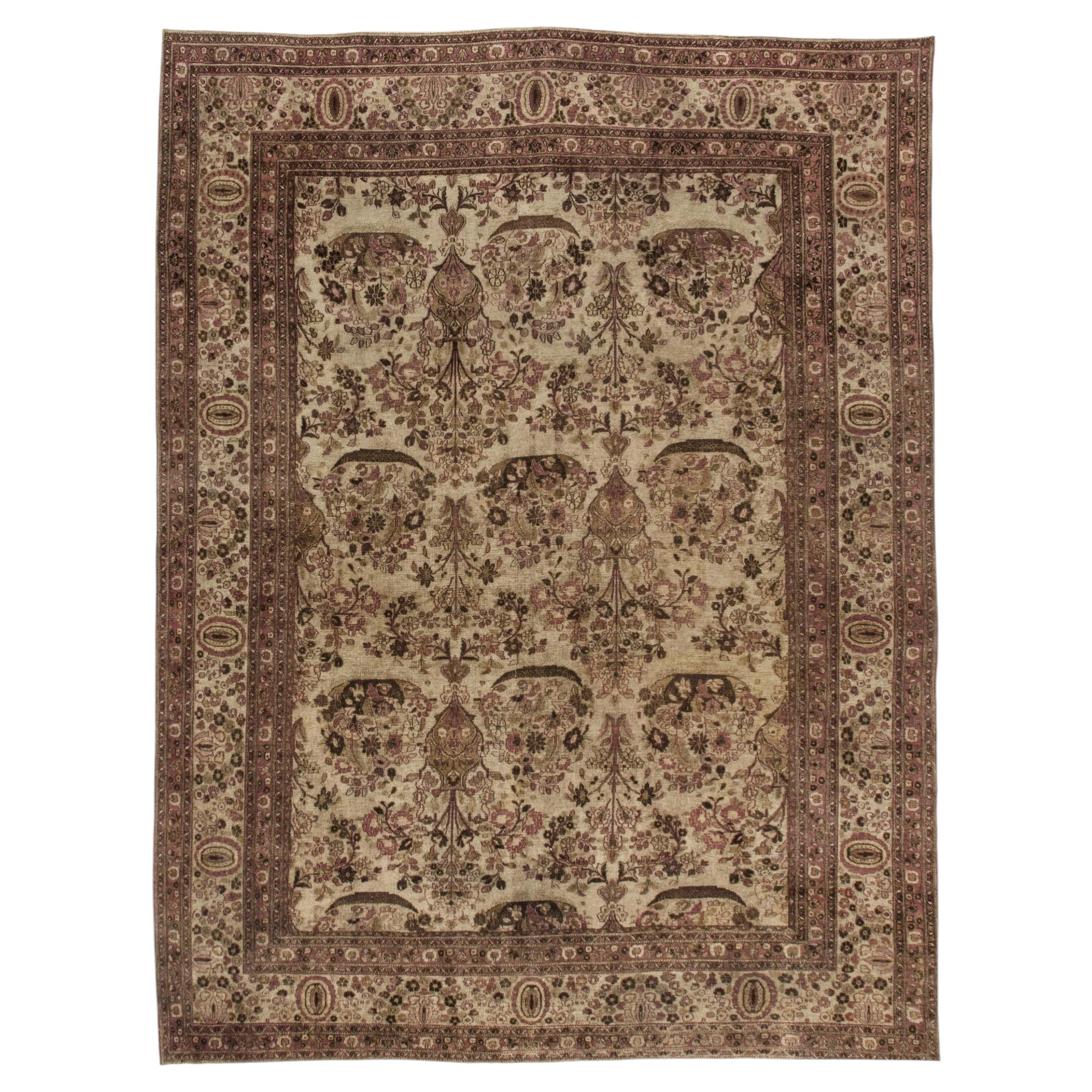 Doris Leslie Blau Antique Tabriz Allover Warm Tan Hand-Knotted Rug - c. 1930