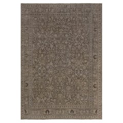 Doris Leslie Blau Antique Tabriz Floral Allover Classic Taupe Carpet - c. 1880