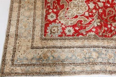 Doris Leslie Blau Antique Tabriz Floral Allover Classic Taupe Rug - c. 1880