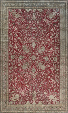 Doris Leslie Blau Antique Tabriz Floral Allover Classic Taupe Rug - c. 1880