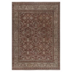 Doris Leslie Blau Tappeto antico Tabriz floreale a trifoglio crema beige - c.C. 1880