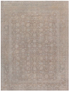 Doris Leslie Blau Antique Tabriz Floral Allover Dusty Tan Carpet - c. 1910