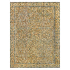 Doris Leslie Blau Antique Tabriz Floral Allover Golden Tan Rug - c. 1900