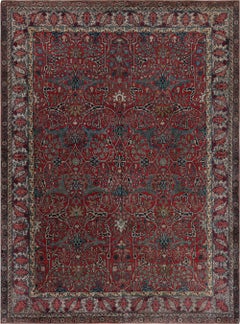 Doris Leslie Blau Antique Tabriz Floral Allover Ivory Hand-Knotted Rug - c. 1920