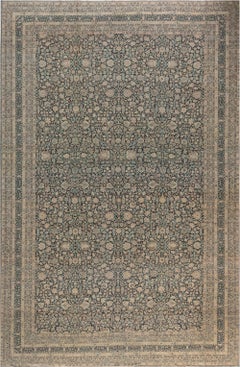 Doris Leslie Blau Antique Tabriz Floral Allover Light Beige Rug - c. 1880