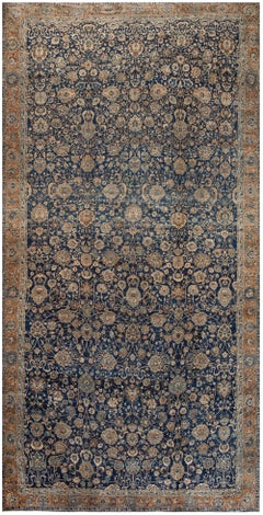 Doris Leslie Blau Antique Tabriz Floral Allover Oversized Warm Tan Rug - c. 1900