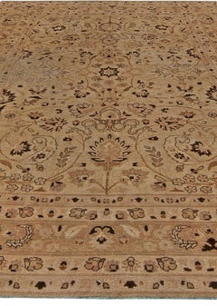 Doris Leslie Blau Antique Tabriz Floral Allover Rug In Warm Tan - c. 1920