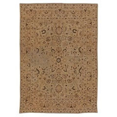 Doris Leslie Blau Antique Tabriz Floral Allover Rug In Warm Tan - c. 1920