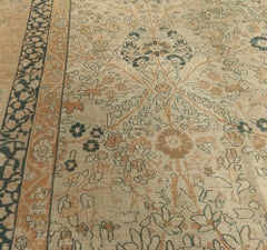 Doris Leslie Blau Antique Tabriz Floral Allover Soft Beige Rug - c. 1880