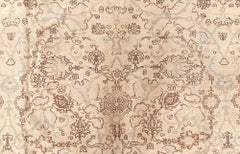Doris Leslie Blau Antique Tabriz Floral Allover Soft Beige Rug - c. 1880