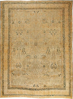 Doris Leslie Blau Antique Tabriz Floral Allover Soft Beige Rug - c. 1880