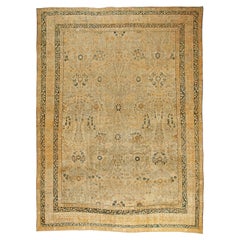 Doris Leslie Blau Antique Tabriz Floral Allover Soft Beige Rug - c. 1880