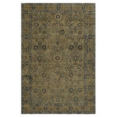 Doris Leslie Blau Antique Tabriz Floral Allover Soft Beige Rug - c. 1880