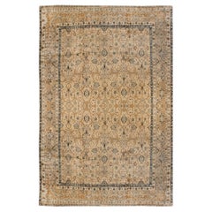 Doris Leslie Blau Antique Tabriz Floral Allover Soft Beige Rug - c. 1900