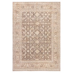 Doris Leslie Blau Tappeto antico Tabriz floreale a trifoglio morbido beige - C.C. 1900