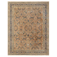 Doris Leslie Blau Alfombra antigua Tabriz con motivos florales de color tostado cálido - c. 1900