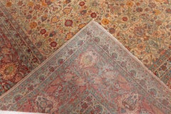 Doris Leslie Blau Antique Tabriz Floral Allover Warm Tan Carpet - c. 1930