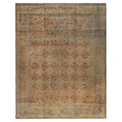 Doris Leslie Blau Antique Tabriz Floral Allover Warm Tan Rug - c. 1880