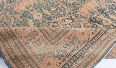 Doris Leslie Blau Antique Tabriz Floral Allover Warm Tan Rug - c. 1900