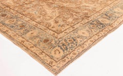 Doris Leslie Blau Antique Tabriz Floral Allover Warm Tan Rug - c. 1900