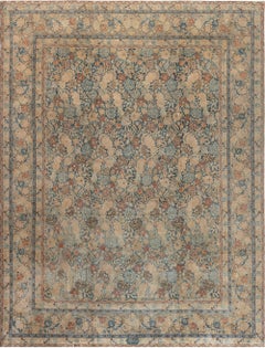 Doris Leslie Blau Antique Tabriz Floral Allover Warm Tan Rug - c. 1900