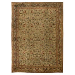 Doris Leslie Blau Alfombra antigua Tabriz con motivos florales y un cálido color tostado - c. 1900