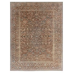 Doris Leslie Blau Tappeto antico Tabriz floreale a trifoglio in tonalità calda - C.C. 1900