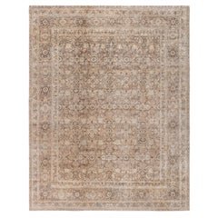 Doris Leslie Blau Tappeto antico Tabriz floreale a trifoglio in tonalità calda - C.C. 1900