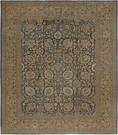 Doris Leslie Blau Antique Tabriz Floral Allover Warm Tan Rug - c. 1900