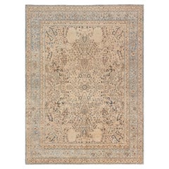 Doris Leslie Blau Antique Tabriz Floral Allover Warm Tan Rug - c. 1920