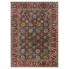 Doris Leslie Blau Tappeto antico Tabriz floreale avorio - C.C. 1900 (Dimensioni adattate)