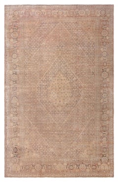 Doris Leslie Blau Antique Tabriz Medallion Cream Beige Carpet - c. 1920