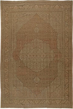 Doris Leslie Blau Antique Tabriz Medallion Dusty Tan Carpet - c. 1900