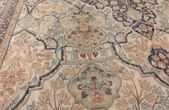 Doris Leslie Blau Tappeto antico Tabriz Medaglione Floreale Crema Beige - c.C. 1880