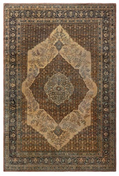 Doris Leslie Blau Antique Tabriz Medallion Light Beige Rug - c. 1880