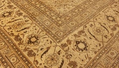 Doris Leslie Blau Antique Tabriz Medallion Oversized Beige Carpet - c. 1880