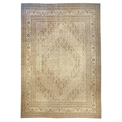 Doris Leslie Blau Antique Tabriz Medallion Oversized Beige Carpet - c. 1880